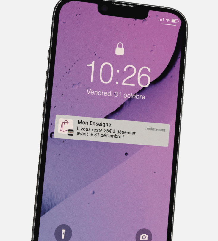 Notifications carte cadeau wallet