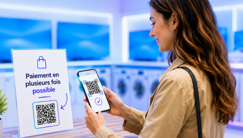 Parcours client de paiement échelonné en magasin via QR code et smartphone
