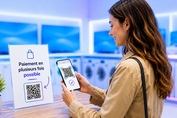 Parcours client de paiement échelonné en magasin via QR code et smartphone